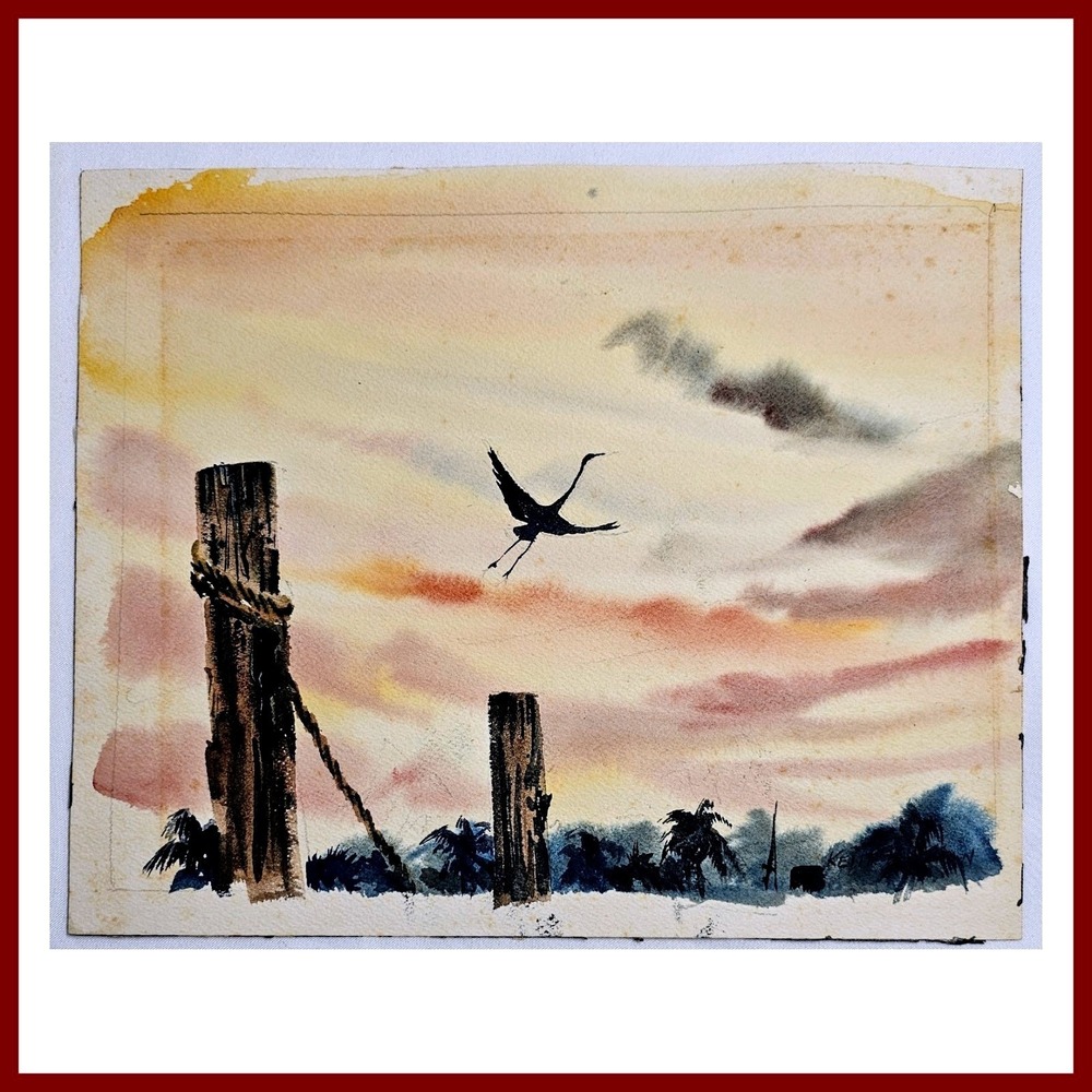 Keith Hoffman Watercolor Painting Landscape Original Signed‎ Vintage Coastal Art